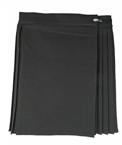 London Dream PE Sports Pleated School Skirts for Girls Waist 22 to 40 | Women Kilt Knife Pleats Wrap Around Skirt Black