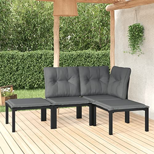 Yolola Rattan Gartenmöbel Lounge Set Gartenmöbel Ecklounge Sofa gartensofa Rattan gartensofa Ecke Gartenlounge Sofa Balkon Lounge Ecke,Poly Rattan-4-tlg