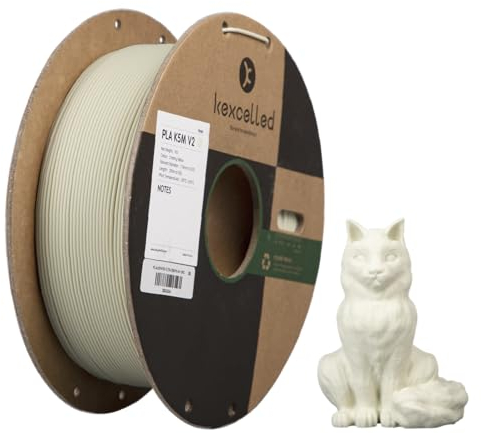 kexcelled Macaron Matte PLA Filament 1,75 mm, PLA Rolle, 3D Drucker Filament, Glanzfreie Farbe, 1 kg Pappspule (2,2 lbs) +/- 0,03 mm, Matte Oberfläche, Cremefarbenes Gelb