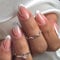 24pcs Short Almond False Nails - French White Tip Glitter Silver Press on Removable Glue on Full Cover Bridal Nail Art Accessories