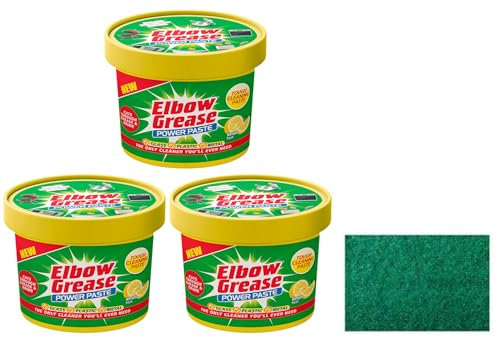 3X Elbow Grease All Purpose Power Paste, 3X 350 G – Powerful Cleaning Formula for Kitchen, Bathroom, Multi- Surfaces - with Multipurpose Scouring Pad