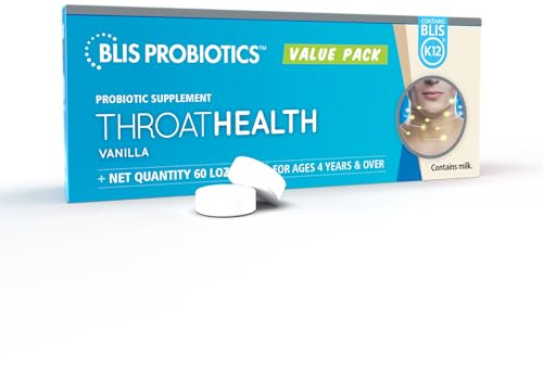 BLIS Throat Health Oral Probiotics K12 Immune Support, 60 Vanilla Lozenges