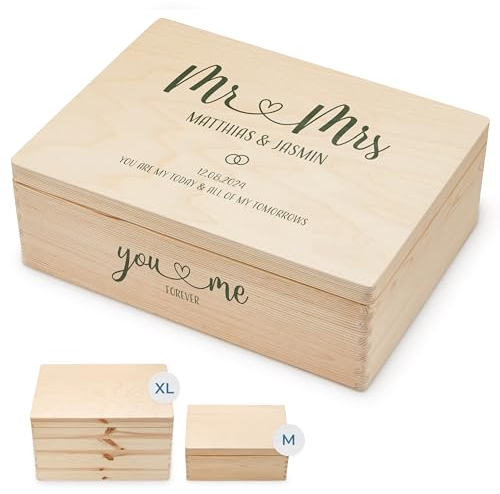 Amari ® Personalisierte Erinnerungsbox aus Holz | Blumenwiese (001.08) | Individuelles Hochzeitsgeschenk Erinnerung Hochzeit Personalisiertes Holzkiste