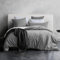 SOULFUL Housse de Couette 220x240 Coton, Gris Fumée Sets de Housse de Couette avec Fermeture Éclair, 100% Coton Lavé, Texture Lin, Parure de Lit Adulte 220x240 Coton avec 2 Taie d'oreiller 65x65 cm