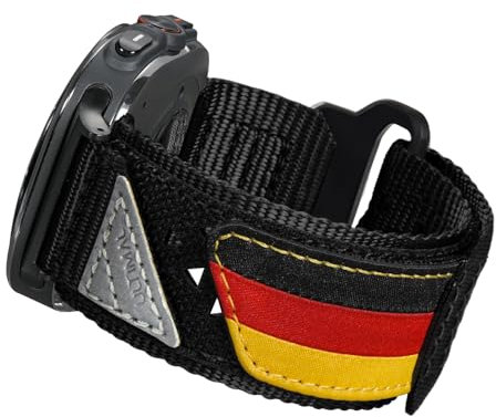 ULTIMAL Kompatibel mit Samsung Galaxy Watch 7 Ultra 47mm(2024) für Männer, Klettverschluss-Design,Robustes Nylon Woven Loop Armband, Hohlraum-Design, angenehm atmungsaktiv(deutsche Flagge)