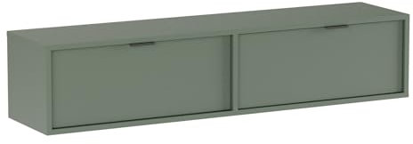 Wena Mobel TV Lowboard Hängend 140cm Lang | TV Schrank mit 2 Türen | TV Regal Hängend | Fernsehschrank Schwebend | TV Unterschrank für Wohnzimmer (Salbei)
