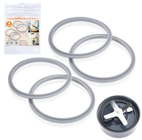 4Pcs Gasket Seal Replacement Rubber Ring, O-Shape Juicer Seal Rubber Gasket Blender Replacement Parts Attachment, Compatible with 600/900 Series (Excludes Blade Head)