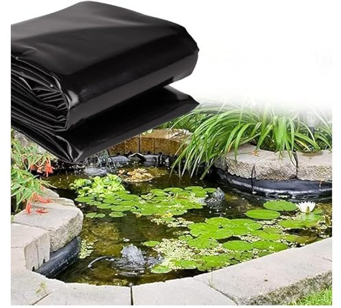 Rivestimento per laghetto resistente nero, 2 x 7 m, con sottofondo, membrana in polietilene resistente, per laghetti, giardino, acqua, per esterni, impermeabile, per piscine da giardino