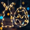 Fiada 2er Set Osterdeko LED Fenster Licht Enthalten 1 Osterhase Lichterkette LED und 1 Ostereier Hängende Lichterkette Osterbeleuchtung Ostereier zum Aufhängen Lichterkette mit Haken für Innen