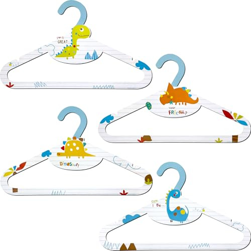 Dalber Kinder-Kleiderbügel Dinosaurier | 8 Stück (2 Modelle) – 31 cm – lustiges, sicheres Design für Babys und Kinder – ideal für den Schrank.