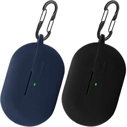 [2-Pack] easyBee Hülle Kompatibel mit SoundPEATS PearlClip Pro Open Ear Earbuds [mit 2 Karabiner], Liquid Silikon Case Ultradünn Stoßfest Schutzhülle Bluetooth Kopfhörer Tasche - Schwarz und Blau