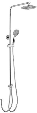 Kibath L403221 Columna GRIFERÍA Extensible de 80 a 120 cm. Se Conecta a grifos estandar. Incluye desviador, 2 flexos de 60cm y 175cm, Ducha de Mano hidromasaje y rociador Redondos, Cromo Brillo