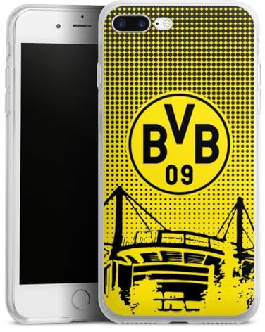 Silikon Hülle kompatibel mit Apple iPhone 7 Plus Case transparent Handyhülle Stadion BVB Borussia Dortmund