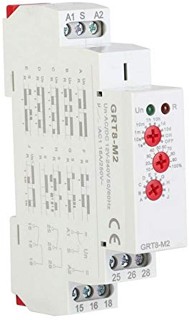 Relé de Retardo GRT8-M2 Montaje en Carril DIN Interruptor de Relé de Retardo de Tiempo con 10 Funciones AC/DC 12V-240V