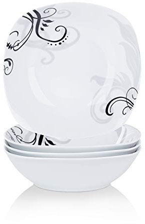 VEWEET 4-teiliges Porzellan Salatschalen-Set, 1050 ml (21,2 x 6 cm) – Vielseitig einsetzbar als Salat- und Suppenschalen, perfekte Ergänzung zum Tafelservice 'ZOEY'