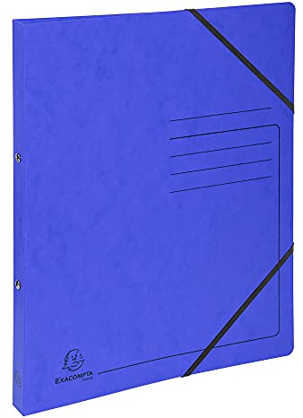 Exacompta 542552E Ringhefter mit Gummizug. Aus extra starkem Colorspan-Karton 2 Ring-Mechanik DIN A4 Füllhöhe 14 mm blau Ring-mappe Ringbuch Hefter