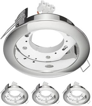 ledscom.de 4 Stück Deckeneinbauleuchte ZOBE II, chrom glänzend, rund, 107mm Ø, 1x GX53 max. 25W