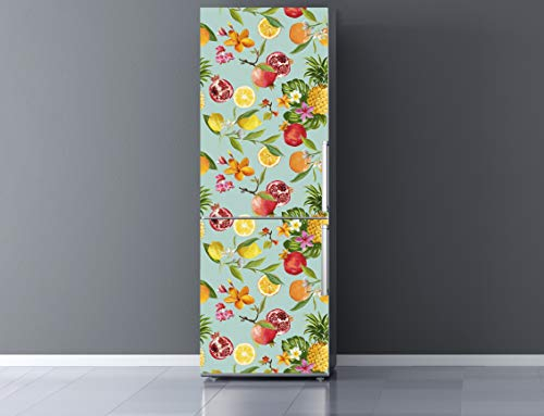 Oedim Vinilo Frigorífico Flores y Frutas 185x60cm | Adhesivo Resistente | Pegatinas de Nevera Económicas y Elegantes | Vinilo Nevera