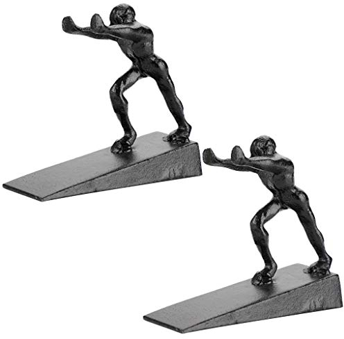 IGNPION 2Pcs Heavy Duty Cast Iron Door Stop Decorative Strong Man Figurines Wedge Rustic Statue Doorstopper