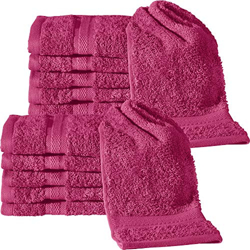 REDBEST Gästetuch 12er-Pack Chicago Fuchsia Größe 30x50 cm - saugstark, strapazierfähig, ideal für Reisen, Sport (weitere Farben)