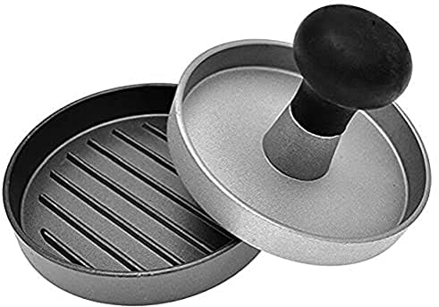 Dehner Hamburgerpresse, Ø 11.3 cm, Höhe 7.8 cm, Aluminium, schwarz/silber