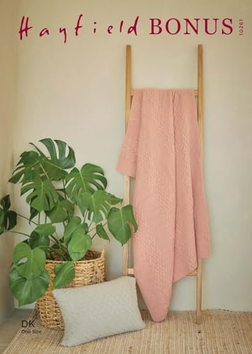 Hayfield Bonus DK: Strickmuster für Decke und Kissen, strukturiert, gestreift, 10261