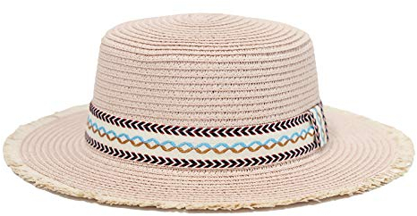 MarkMark Boater Skimmer Sailor Stroh Amish Hut Banded 1920 Kostüme QZW0059, rose, M