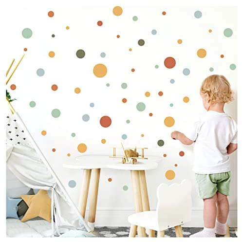 Little Deco Wandtattoo 120 Stück Kreise Set Wandsticker Punkte Mint gelb rot Kinderzimmer Babyzimmer Wandaufkleber Dots DL899-2