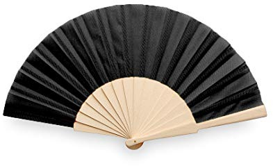 eBuyGB Folding Handheld Fan, Wooden Hand Fan, Wedding Party Accessory, Pocket Sized Fan for Wedding Gift, Party Favours, Summer Holidays, Mini Travel Fan Home Décor - Black (Pack of 10)