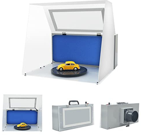 ABEST Cabine de peinture portable avec ventilateur réglable, éclairage et table tournante comme accessoires et travaux de peinture à l'aérographe