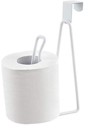 INIUNIK Support de papier toilette, distributeur de papier toilette, réserve pour rangement et organisation de salle de bain – Blanc