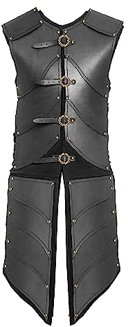 Uyecos Deluxe Medieval Chest Armor Viking Warrior Adjustable Leather Armour Breastplate Costume for LARP Party Halloween Cosplay (Men Armor Black)