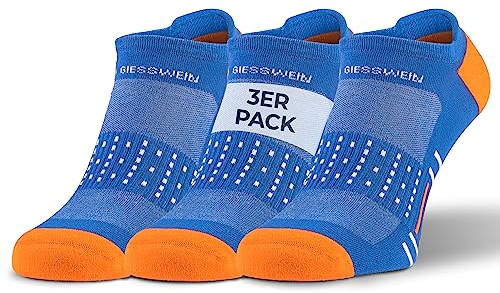 GIESSWEIN Running socks - 3er Pack Laufsocken, Damen & Herren Socken aus Bio-Baumwolle, 3 Paar Kompressionsstrümpfe, Anti-Blasen-Polsterung