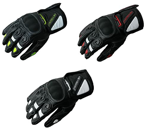 HEYBERRY Motorradhandschuhe Roller kurz Leder schwarz neon Gr. M