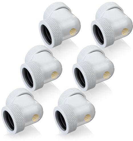RAIJINTEK PELIAS Weiß - D160906 G1/4 16mm OD 90° Messing Hartrohr-Anschlüsse für PC-Wasserkühlung, Weiß, 6 Stück