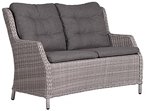 Yoursol by Devries Gartenbank Salou, 2-Sitzer, Grau, Aluminium, wetterfest, Polyrattan Sitzbank mit Sitzkissen