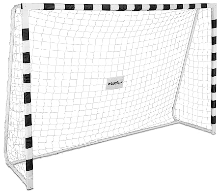 Relaxdays Fußballtor XXL, Garten, Kinder & Erwachsene, Soccertor groß, HBT 200x300x90 cm, stabil, Metall, weiß-schwarz, 60% Eisen, 200 x 300 x 90 cm