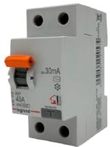 RASMACOR | Interruptor Diferencial 2P 40A 30mA de maneta naranja | Tipo AC 230V | Referencia 402057 | Diferencial RX3 | Neutro a la izquierda | 2 Módulos |