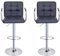 Lot de 2 Tabourets de Bar, Chaises Haut, Hauteur Réglable, Revêtement en PU, Rotatif sur 360°, avec Accoudoirs, Dossier et Repose-Pieds, Pied Chromé (Noir)