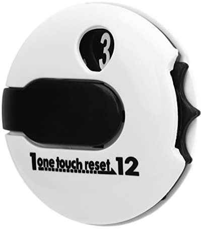 LJCM Score-Zähler, Leichter Zweifarbiger Tally-Cap-Clip mit Radeinstellung aus Kunststoff, One Push to -Hut-Clip-Scorer für das Golftraining (Weiß und Schwarz)