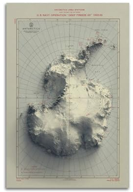 GELS Vintage 2D Karte Poster Antarktis Karte Dekorative Malerei Leinwand Kunst Bild 40 x 60 cm