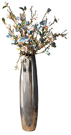 Vase, große Bodenpflanze, Bonsai-Keramik, getrocknete Blumen, silberfarben, hohe Vase, Bonsai-Blumentopf, Heimdekoration, Wohnzimmer, getrocknete Blumen (70 cm)