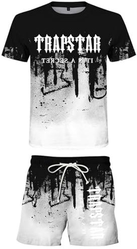 Trapstar Anzug Herren Trapstar Jogginganzug Tracksuit, Y2K 2-teiliges Set mit T Shirt und Kurze Hose Sommer Trainingsanzug für Männer und Frauen - Sweatshirt-Anzug Short Trapstar Fashion Jogginganzug