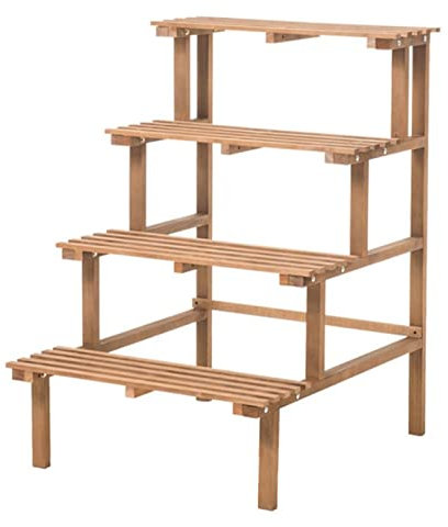 SUNMME Upgrade Blumenständerhalter Balkon Massivholz Rechteckiges Pflanzenregal Mehrschichtiges Retro-Blumenregal Leiter Bodentyp Blumentopfregal Pflanzenständer (AH: 80 cm)