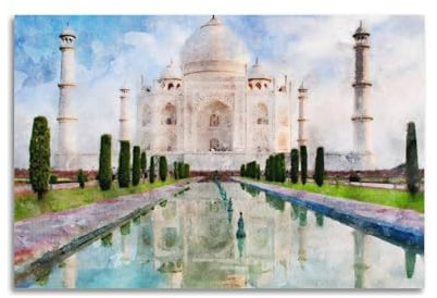 JJXCAC Poster mit indischem Taj Mahal Casstle, dekoratives Gemälde, Leinwand, Wandposter und Kunstdruck, modernes Familienschlafzimmer, Dekoration, Poster, 30 x 45 cm