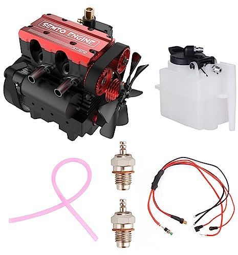 Kisss Motor Bausatz, Engine ST-NF2 Mini Modell mit Reihen Zweimotor + Starterkit Motor Modell, Interal Metall Motor Motor für Technikbegeisterte DIY Experiment