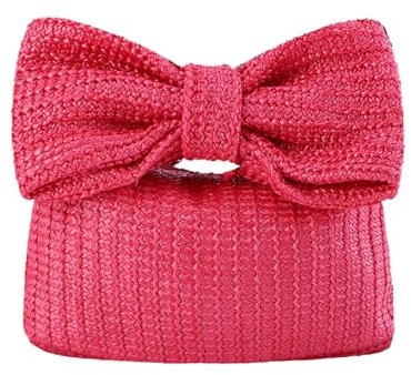 LHHMZ Women Straw Bow Clutch Bag Summer Beach Clutch Handbag Straw Woven Handbag for Wedding Party Vacation
