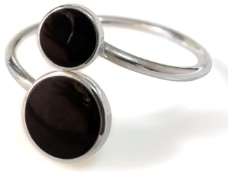 Fly Style 925 Silber Damen Ring, offen größenverstellbar mit Stein oder Muschel, Ring Grösse:16.8 mm, Farbwahl:schwarzer Onyx