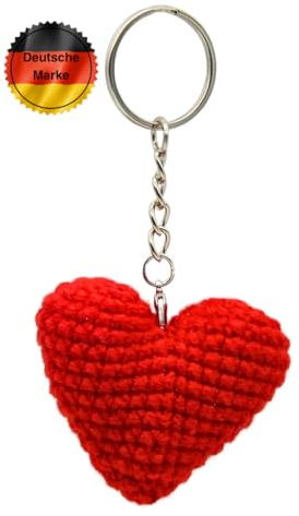 KEYSPACE Schlüsselanhänger Herz - liebevoll handgehäkelter Herzanhänger Handschmeichler- Anhänger Herz als Geschenk für Freundin - Schlüsselanhänger Mädchen