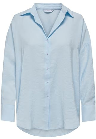 ONLY Damen Onlzazima L/S Loose Shirt WVN Oversize-Hemd Mit Knopfverschluss Und Längerem Rückenausschnitt, Chambray Blue, Small